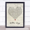 Bruce Springsteen Better Days Script Heart Song Lyric Quote Music Print