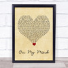 The Harringtons On My Mind Vintage Heart Song Lyric Quote Music Print