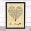 Justin Bieber Be Alright Vintage Heart Song Lyric Quote Music Print