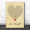 Justin Bieber Be Alright Vintage Heart Song Lyric Quote Music Print