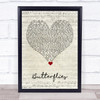 Lucy Spraggan Butterflies Script Heart Song Lyric Quote Music Print