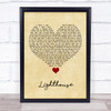 Lucy Spraggan Lighthouse Vintage Heart Song Lyric Quote Music Print