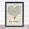 Taylor Swift Hey Stephen Script Heart Song Lyric Quote Music Print
