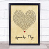 Taylor Swift Sparks Fly Vintage Heart Song Lyric Quote Music Print