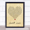 Anita Baker Sweet Love Vintage Heart Song Lyric Quote Music Print