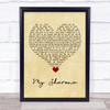 The Knack My Sharona Vintage Heart Song Lyric Quote Music Print