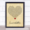 James TW Incredible Vintage Heart Song Lyric Quote Music Print