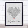 Rita Ora Only Want You Grey Heart Song Lyric Quote Music Print