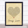 Mj Cole Crazy Love Vintage Heart Song Lyric Quote Music Print