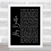 Avicii Hey Brother Black Script Song Lyric Quote Music Print