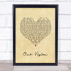 Queen One Vision Vintage Heart Song Lyric Quote Music Print