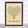 Muse Unintended Vintage Heart Song Lyric Quote Music Print