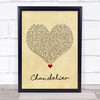 Sia Chandelier Vintage Heart Song Lyric Quote Music Print