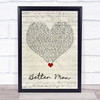 5 Seconds Of Summer Better Man Script Heart Song Lyric Quote Music Print