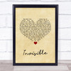 5 Seconds Of Summer Invisible Vintage Heart Song Lyric Quote Music Print