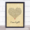 Ariana Grande Moonlight Vintage Heart Song Lyric Quote Music Print