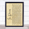 Jai-Jagdeesh In Dreams Rustic Script Song Lyric Quote Music Print