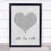 Taylor Swift All Too Well Grey Heart Song Lyric Quote Music Print