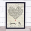 Taylor Swift Sparks Fly Script Heart Song Lyric Quote Music Print