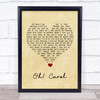 Neil Sedaka Oh! Carol Vintage Heart Song Lyric Quote Music Print
