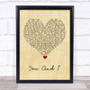 Lady Gaga You And I Vintage Heart Song Lyric Quote Music Print