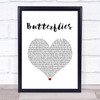 samsa butterflies White Heart Song Lyric Quote Music Print