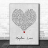 Kygo & Whitney Houston Higher Love Grey Heart Song Lyric Quote Music Print