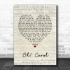 Neil Sedaka Oh! Carol Script Heart Song Lyric Quote Music Poster Print