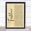 George Michael Fastlove Rustic Script Song Lyric Quote Music Print