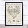 Solomon Burke Cry To Me Script Heart Song Lyric Quote Music Print