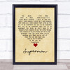 Black Coffee Superman Vintage Heart Song Lyric Quote Music Print