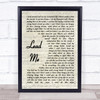 Sanctus Real Lead Me Vintage Script Song Lyric Quote Music Print