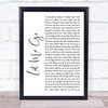 Gary Barlow Let Me Go White Script Song Lyric Quote Music Print