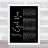 Split Enz I Got You Black Script Song Lyric Quote Music Print