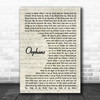 Coldplay Orphans Vintage Script Song Lyric Quote Music Print