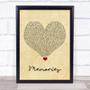 Maroon 5 Memories Vintage Heart Song Lyric Quote Music Print