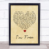 The Who I'm Free Vintage Heart Song Lyric Quote Music Print