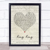 ABBA Ring Ring Script Heart Song Lyric Quote Music Print