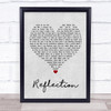 Christina Aguilera Reflection Grey Heart Song Lyric Quote Music Print