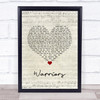 Imagine Dragons Warriors Script Heart Song Lyric Quote Music Print