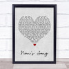 Robbie Williams Nan's Song Grey Heart Song Lyric Quote Music Print
