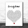 Ariana Grande Everytime White Heart Song Lyric Quote Music Print