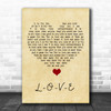 Nat King Cole L-O-V-E Vintage Heart Song Lyric Quote Music Print