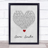 Hall & Oates Sara Smile Grey Heart Song Lyric Quote Music Print