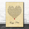 Jason Walker Kiss Me Vintage Heart Song Lyric Quote Music Print