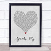 Taylor Swift Sparks Fly Grey Heart Song Lyric Quote Music Print