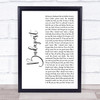 George Ezra Budapest White Script Song Lyric Quote Music Print