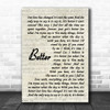 Tom Baxter Better Vintage Script Song Lyric Quote Music Print