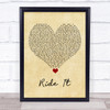 Jay Sean Ride It Vintage Heart Song Lyric Quote Music Print