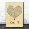 Jay Sean Ride It Vintage Heart Song Lyric Quote Music Print